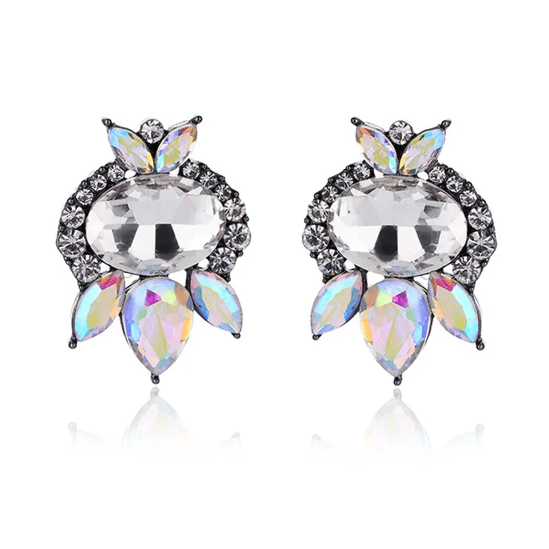 

LUBOV Fashion Crystal Stone Piercing Earrings Lovely Statement For Girls And Women Stud Earrings Birthday Christmas Gift Jewelry