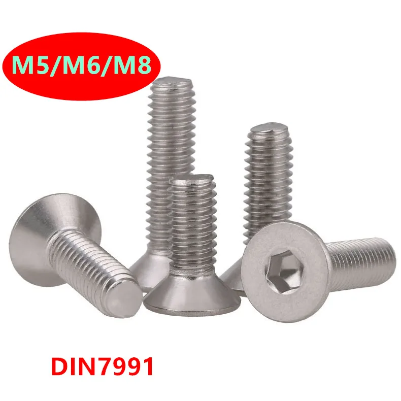 DIN7991 ISO10642 M5 M6 M8 * L = 6 8 10 12 16 20 25 30 мм шестигранный потайной винт плоские винты с