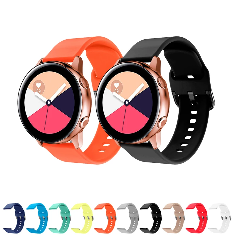 20 мм ремешок для samsung Galaxy Active 2 40 мм 44 мм S2 classic Galaxy 42 мм amazfit ремешок Bip силиконовый браслет amazfit GTR 42 мм