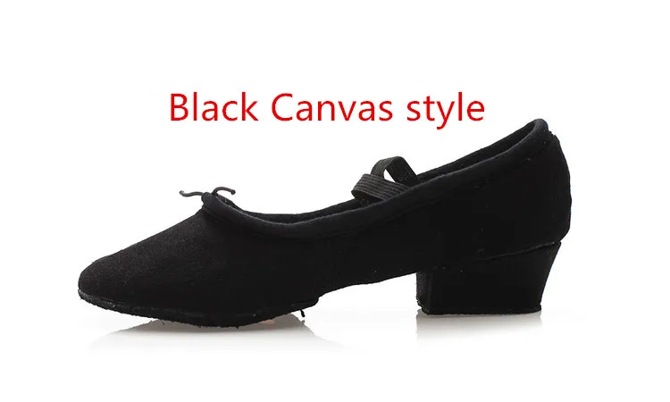 Black Canvas Adult GNFION балетные туфли на каблуке для взрослых танцевальные женские мягкие кожаные тренировочные учительские - Цвет: Black Canvas Adult