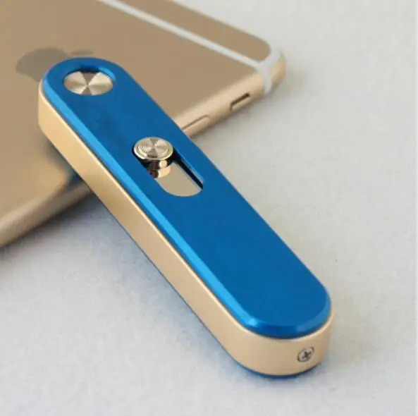 Синий Честная USB Зажигалка, ультра тонкая ветрозащитная металлическая зажигалка, мужская и женская Электронная зажигалка - Цвет: Синий