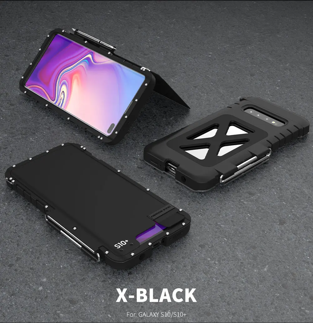 R-JUST для samsung S10 чехол роскошные, жесткие, ПК Металлический Стальной гибридный защитный флип-чехол для телефона S10 Plus задняя крышка