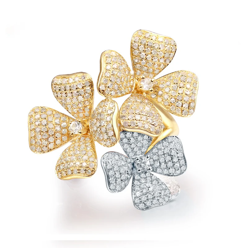 LOVERJEWELRY женское кольцо Настоящее 18 к из золота двух цветов бриллиантовое