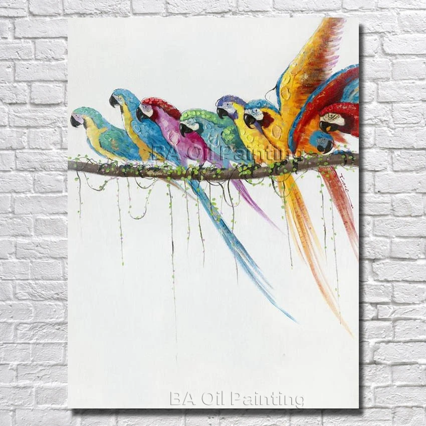 

Large Free Shipping 100%hand-painted Oil Painting Beautiful Parrot Home Decoration Pictures For Living Room Wall No Framed