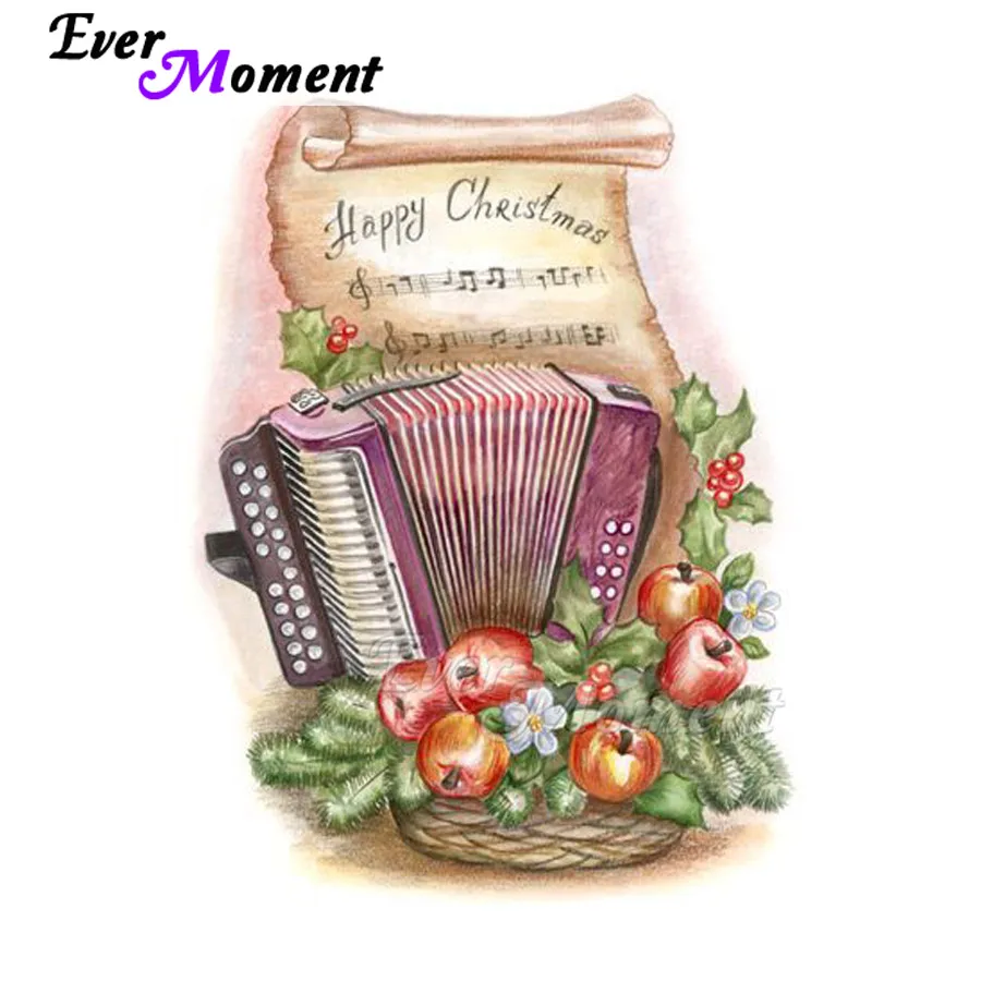 

Ever Moment Diamond Painting Christmas Apple Accordion 5D DIY Mosaic Full Square Drill Diamond Embroidery Decoration Home 3F1119