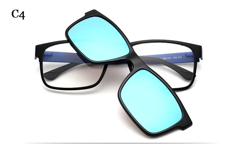 TR90 оправы для очков очки Для мужчин Для женщин очки Рамка поляризованные на магнитной застежке на оптические оправы для очков двойное применение - Цвет оправы: C4