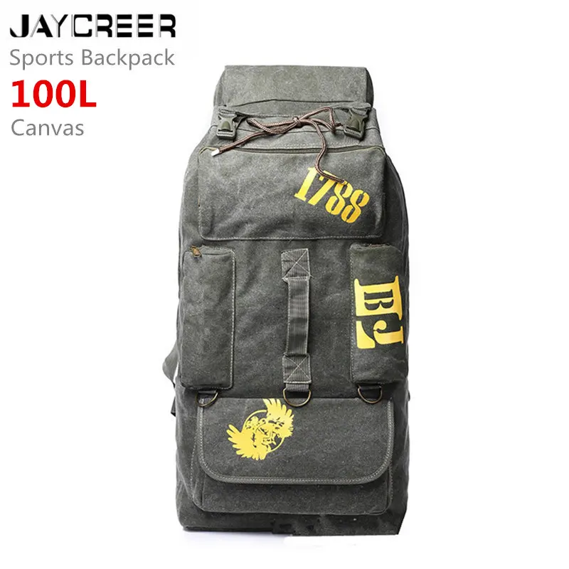 JayCreer холст 90-100L емкость открытый спортивный рюкзак Туризм путешествия треккинг Кемпинг Альпинизм
