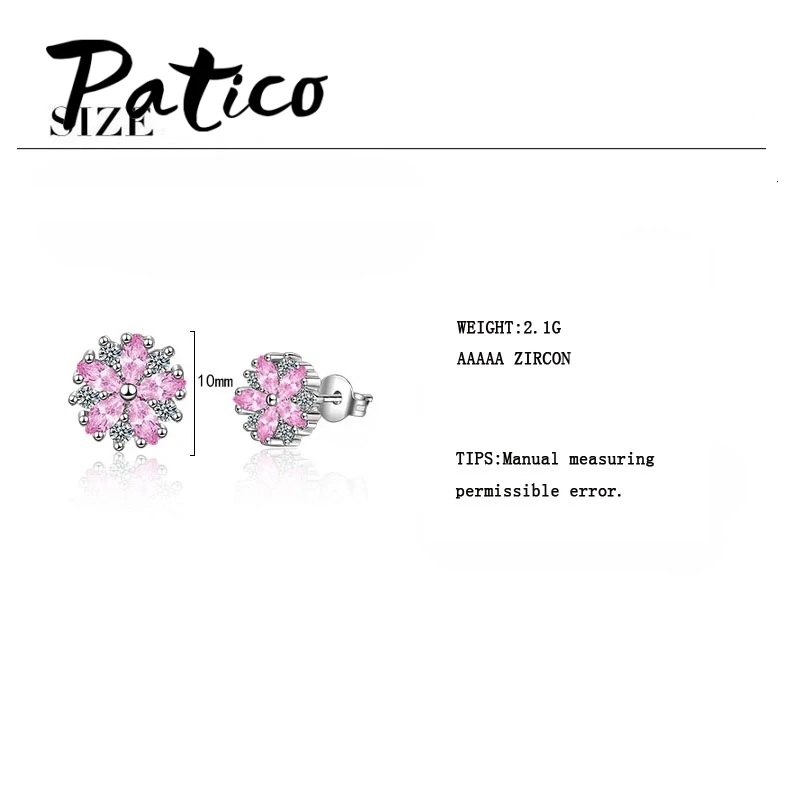 

Lower Price Redbud Women Fashion Earrings 925 Sterling Silver ColorFlower Shape Cubic Zirconia Jewelry Accessory