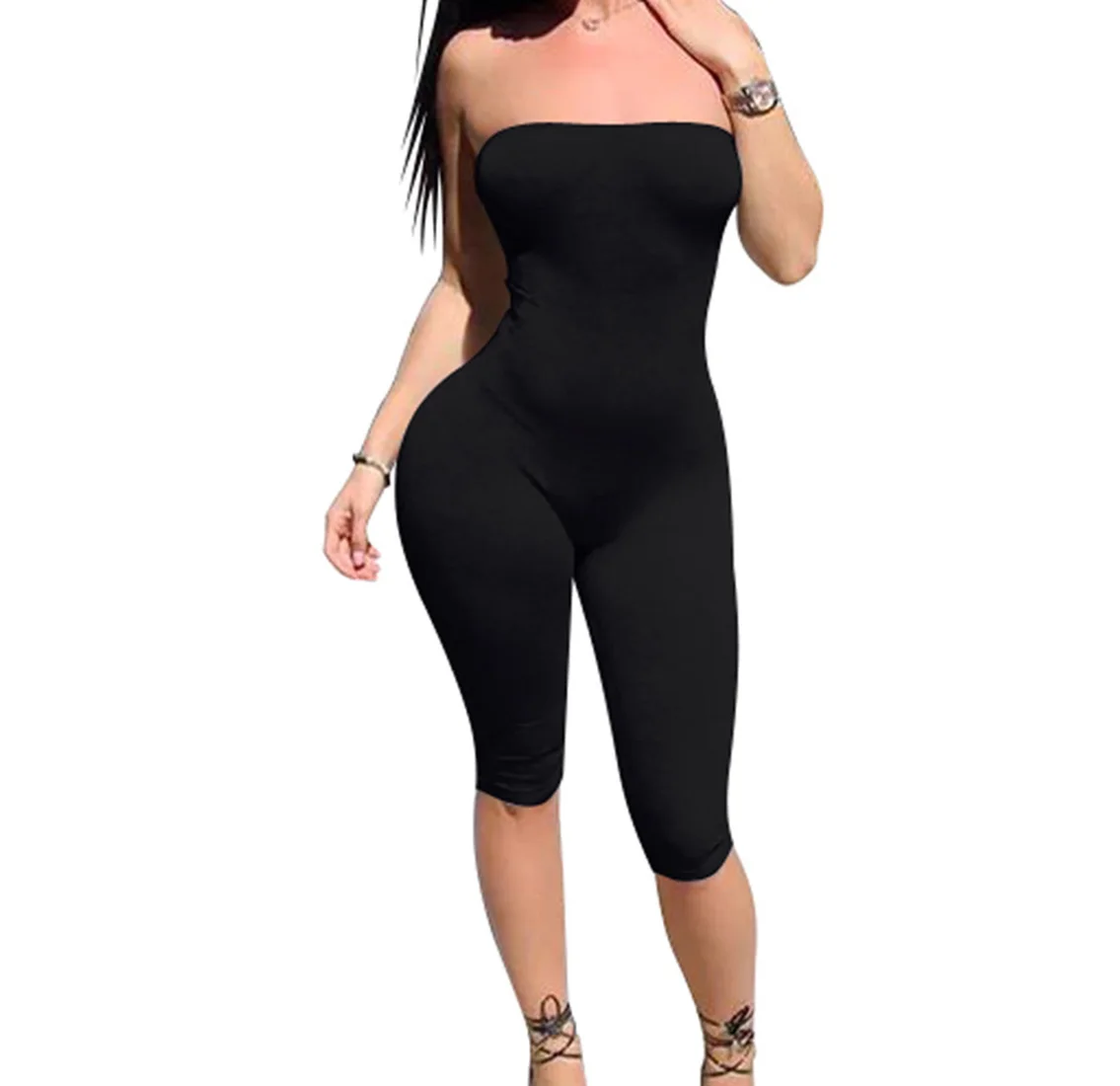 Женские рукавов Pure сексуальные комбинезоны без бретелек Bodycon|Комбинезоны c