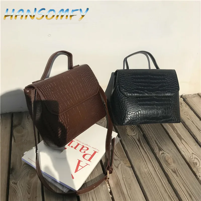 Женская сумка-тоут HANSOMFY однотонная мини-сумка из кожи аллигатора вечерняя сумка
