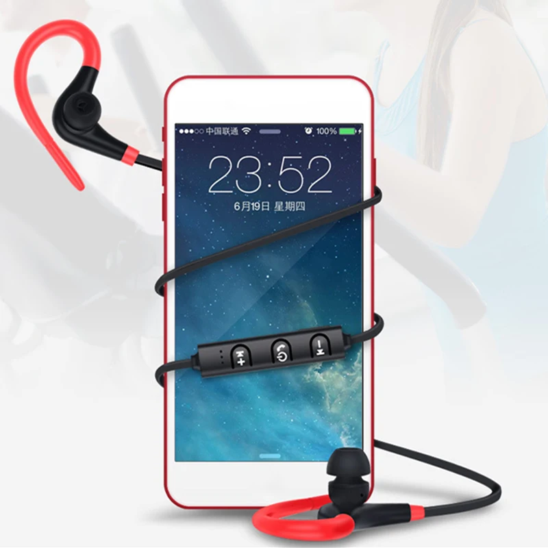 Беспроводные спортивные мини наушники Bluetooth гарнитура с микрофоном крючком для