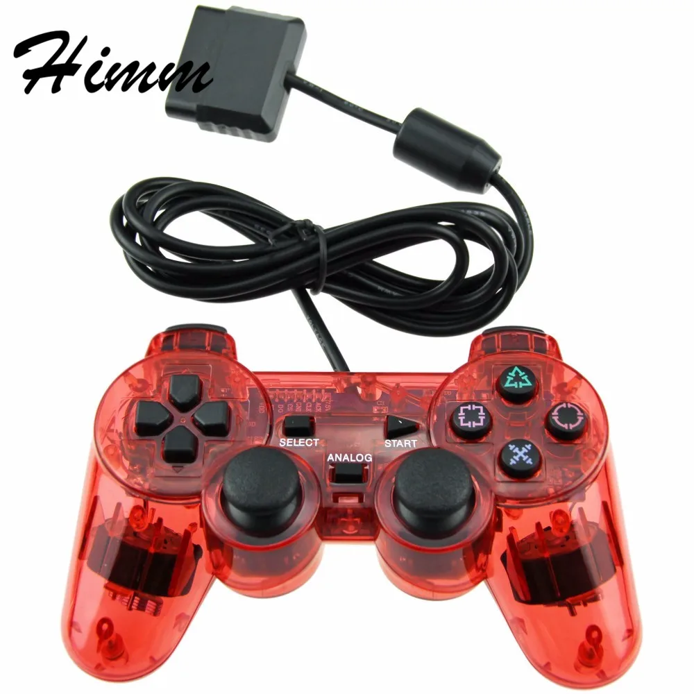 Светодиодный прозрачный Цвет пульт проводной контроллер для sony Playstation 2 геймпад прозрачный пульта для sony PS2 джойстик