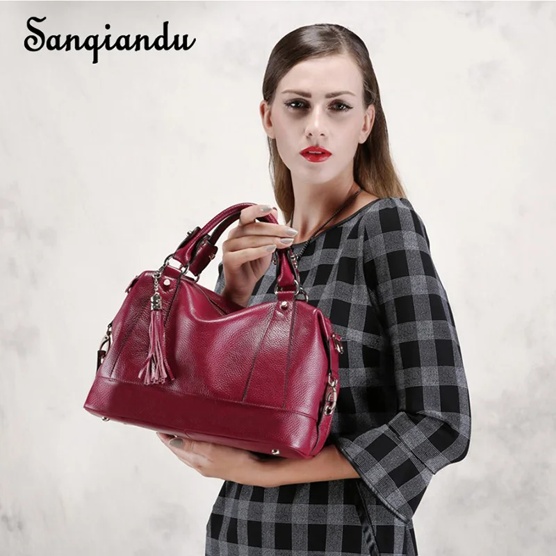 Sanqiandu 100% Пояса из натуральной кожи сумка Для женщин сумки бренда мягкая