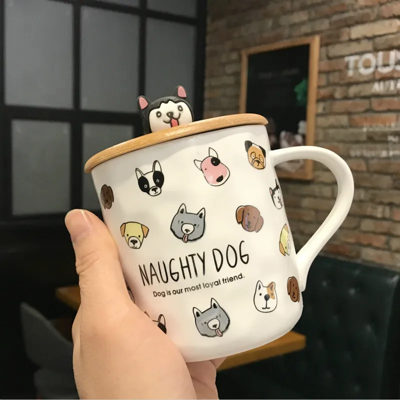 Креативные керамические кружки с 3d рисунком корги французского бульдога милая