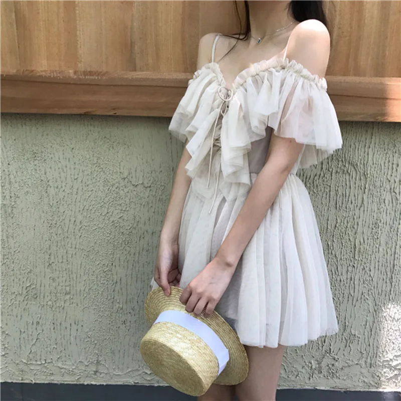 Коробова модные пикантные Slash шеи с открытыми плечами летнее платье завязки