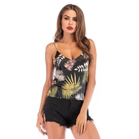 2019 new womens leaf print sexy camisole female summer sleeveless shirt underwear female