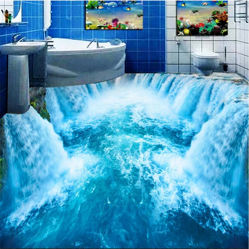 3D картина beibehang для пола из ПВХ под заказ Красивый водопад ванной туалета