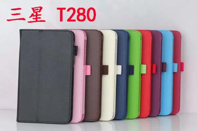 Ультратонкий чехол книжка Litchi 2 Folder Folio Stand Smart PU кожаный для Samsung Galaxy Tab A 7 0 2016 T280 SM
