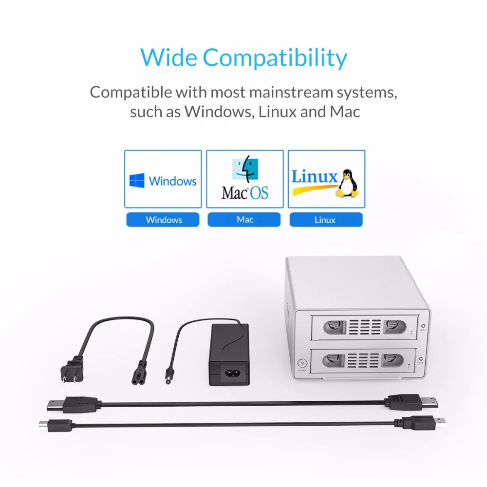 ORICO 3529RUS3 Алюминий 2 Bay USB3.0/eSATA внешний 3 5 ''SATA RAID жесткий диск-серебро |