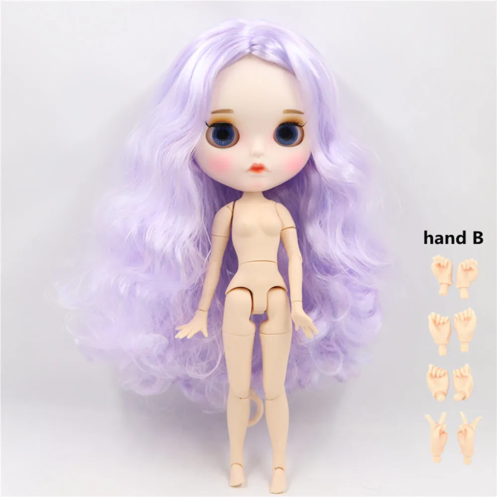 bodyB 1/6 Blyth кукла белая кожа соединение тела фиолетовые волосы новое матовое лицо с бровями блеск для губ. № BL1017/6005 - Цвет: bodyB