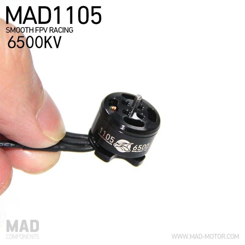 4 шт. миниатюрный бесщёточный электродвигатель MAD 1105 6500KV для 130 150 FPV Racer 4-осевой
