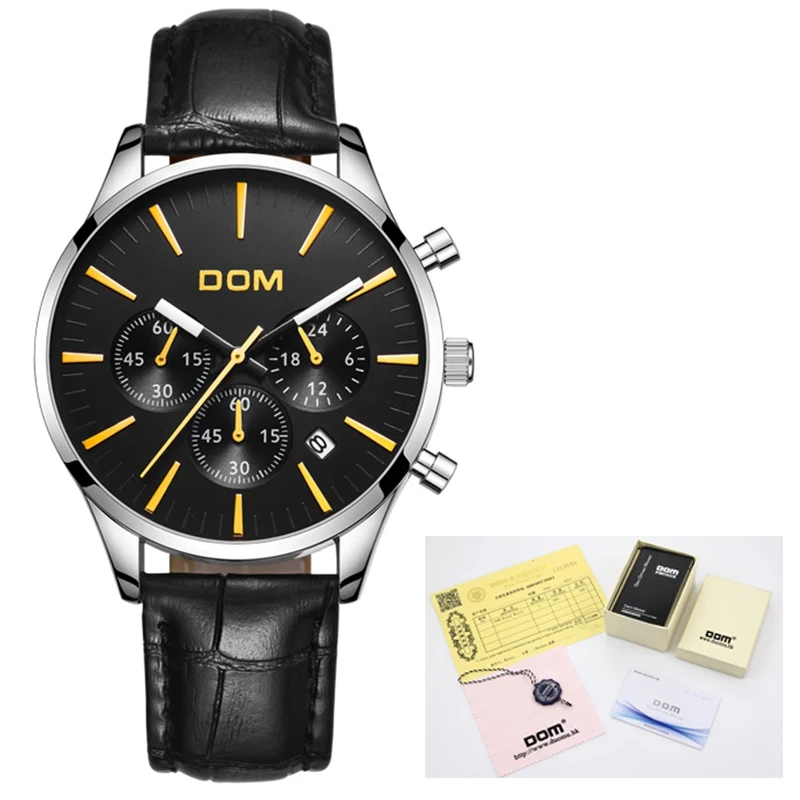M-635L-1M9 DOM Relogio Masculino Для мужчин часы Роскошные известный бренд Мужская Мода Повседневное часы военные Кварцевые наручные часы M-635 - Цвет: M-635L-1M9