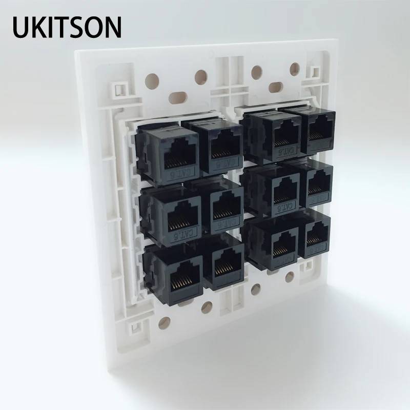 120 мм квадратная настенная пластина с 12 портами CAT6 CAT5E RJ45 Женский Разъем для