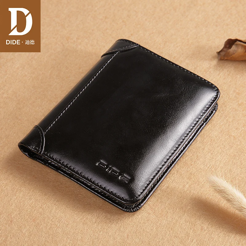 

DIDE Luxury Brand Men Wallet 100% Genuine Leather Man Short Wallet Male Wallet Vintage Purse Standard Card Holders Wallets