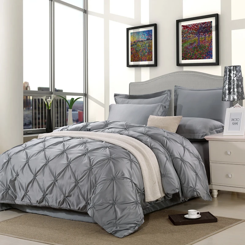 100% шелковое Роскошное однотонное постельное белье 4 шт. Королевский Комплект