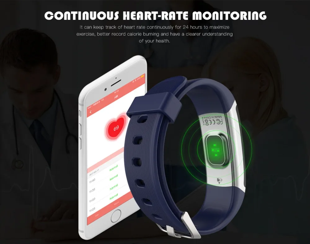 Wearpai GT101 умный Браслет цветной экран умный браслет женский мужской спортивный фитнес-трекер монитор сердечного ритма водонепроницаемый ip67