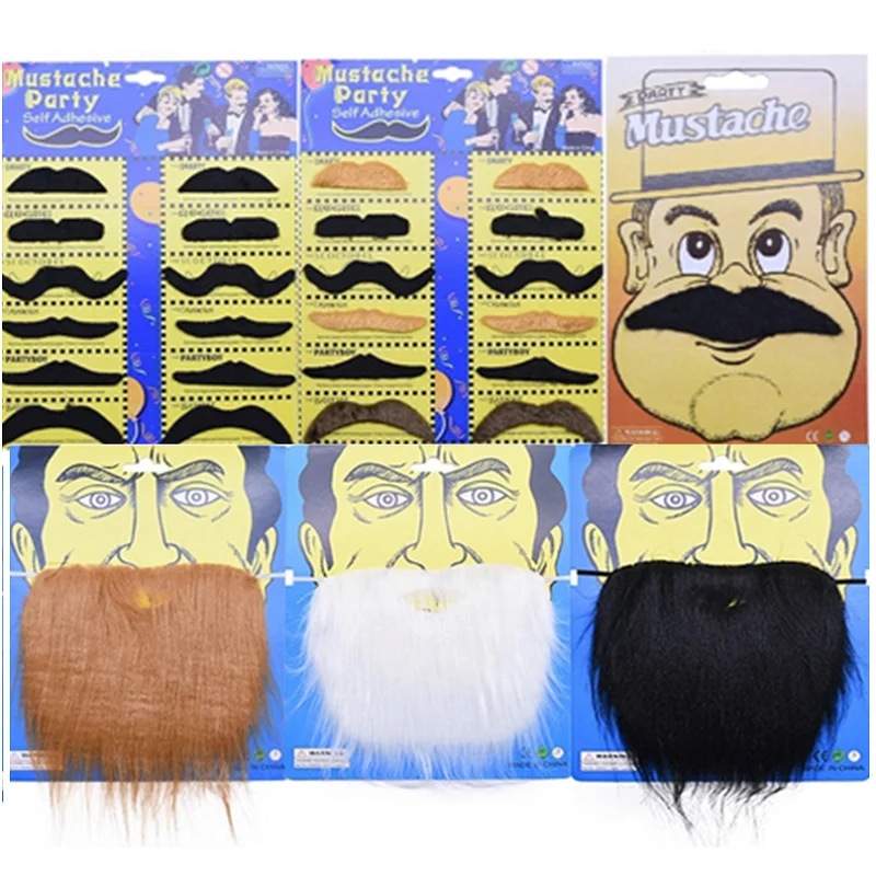 Halloween Decoration Mustache Cosplay Fake Moustache Beard For Kids Adults Creative Funny Costume Pirate Party Photo Props