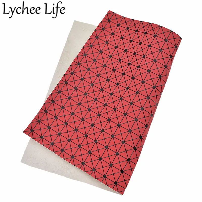 Кожаная ткань с тиснением Lychee Life A4 29x21 см клетчатая из искусственной кожи для
