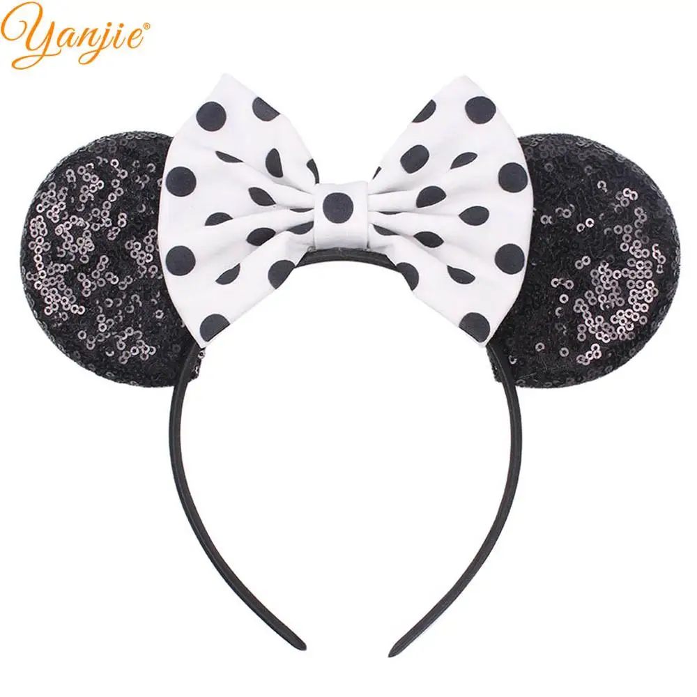 Minnie Mouse Ears Hairband 2020 Polka Dot Cotton Bows Hair Accessories For Girl Wholesale Headband Party Boutique Mujer | Детская одежда