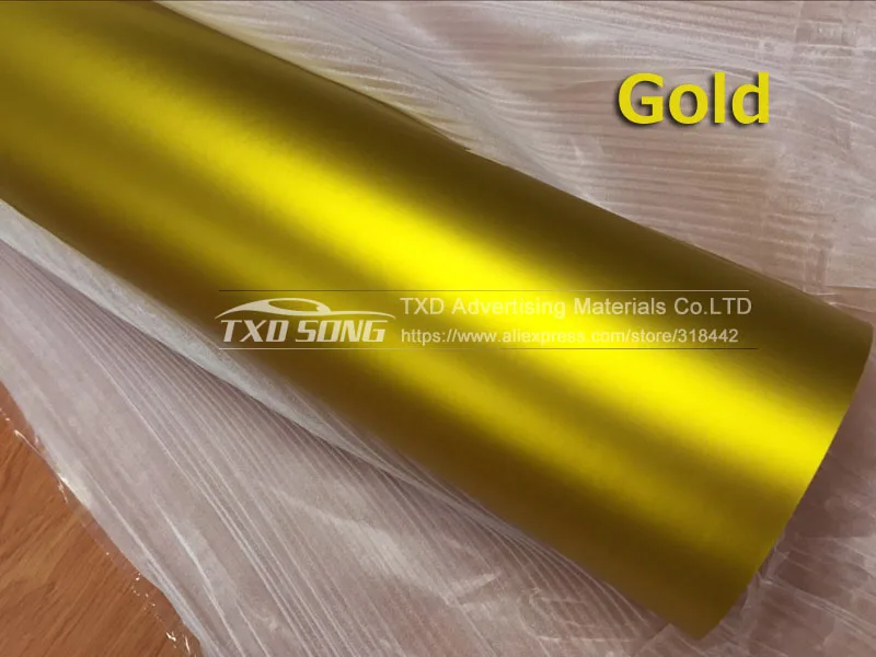 gold Новое поступление 152*50 см полимерный ПВХ матовый хром виниловые автомобильные Обертывания Стикеры изменение цвета автомобиля наклейка с воздушным пузырьком стайлинга автомобиля - Название цвета: gold
