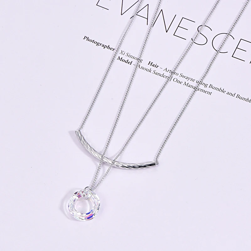 Бренд malanda круглое ожерелье кристаллы от SWAROVSKI Модные металлические подвески s