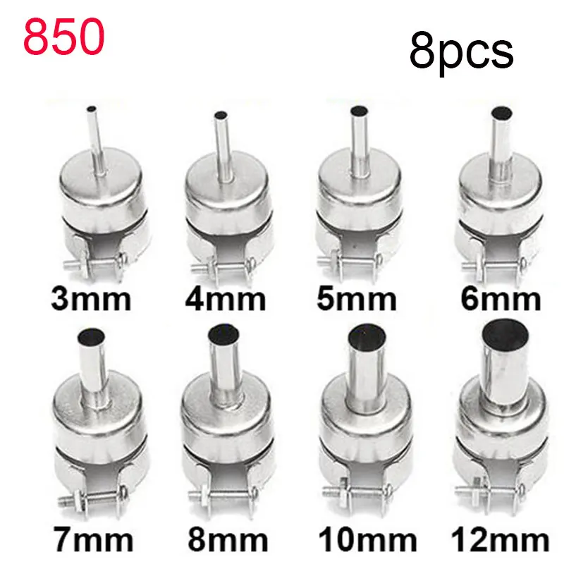 850 8pcs 1 комплект 8 шт. 850 серия 22 мм Универсальная насадка для 858 858A 858D+ 8586 паяльная станция фена Сварочные насадки - Цвет: 850 8pcs