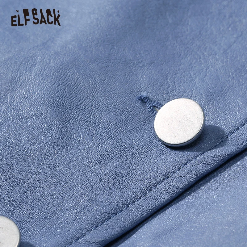 ELF SACK/Модные женские мини-юбки из искусственной кожи синего цвета 2019 осенняя