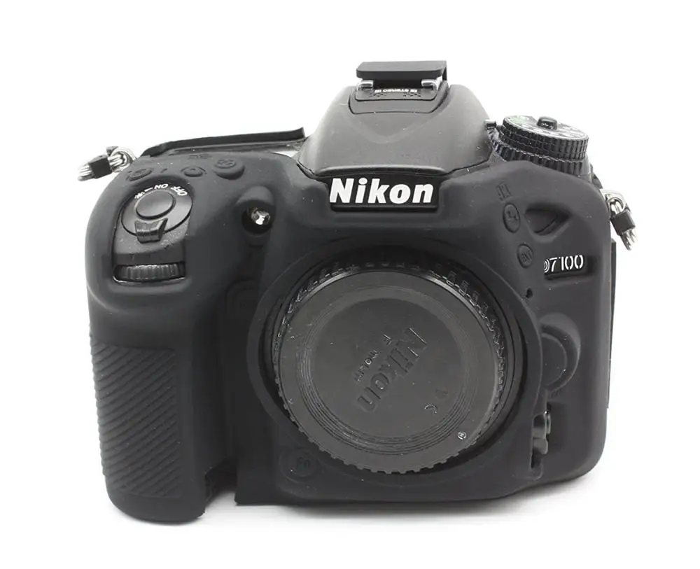 Силиконовая кожа брони чехол корпус протектор для Nikon D7100 D7200 тела DSLR камеры только - Цвет: Black