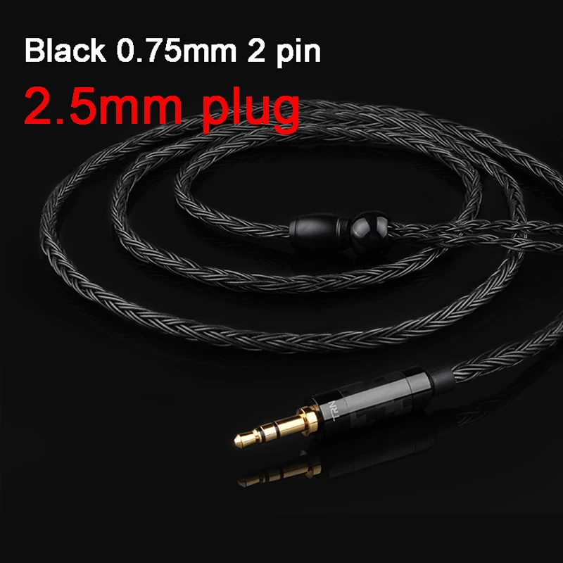2.5mm 0.75mm black 16 нитей кабель для наушников MMCX для Shure SE215 SE535 0,78 мм 2PIN для Weston TFZ W4r Um3x 0,75 мм для V10 ES3 ZSA ZS6 3,5 мм/2,5 мм - Цвет: 2.5mm 0.75mm black