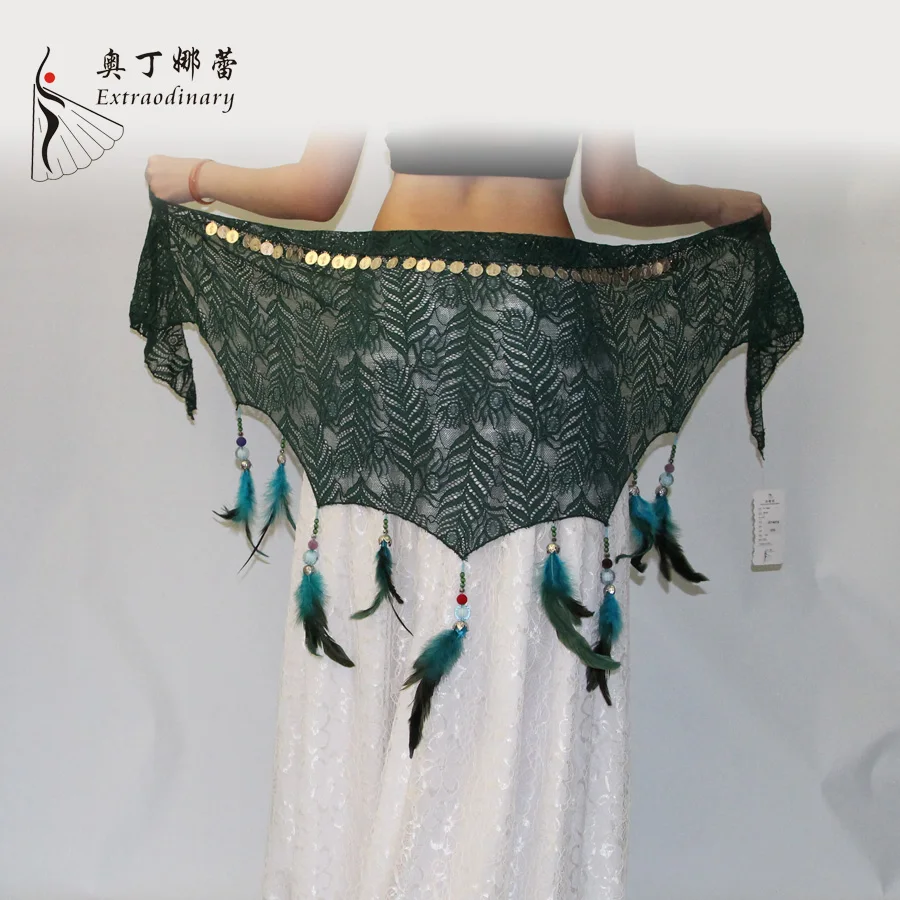 Платок с бахромой и перьями для танца живота|coin belt|fringe hip scarfhip scarf |