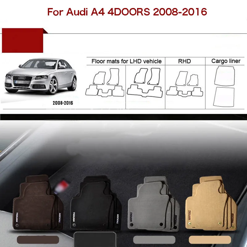 5pcs Custom Made 1/2&quot Thickness Solid Nylon Interior Odorless Floor Carpet Mats Cover Fitted For Audi A4 08-10 | Автомобили и