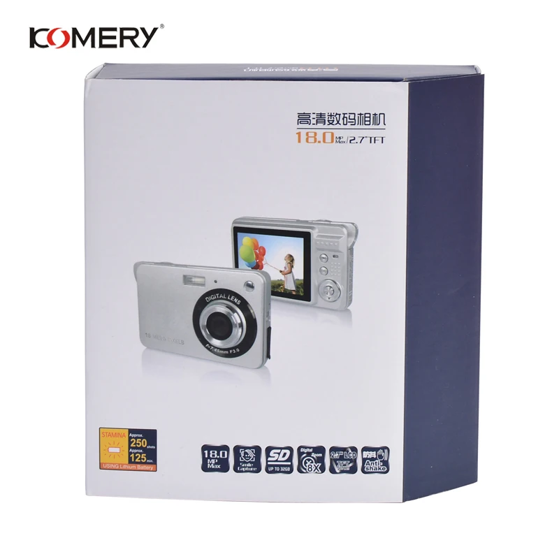 KOMERY оригинальная Цифровая камера 2,7 дюймов TFT экран CMOS 5.0MP анти-встряхивание 8X цифровой зум 1800 Вт пикселей видеокамера селфи камера