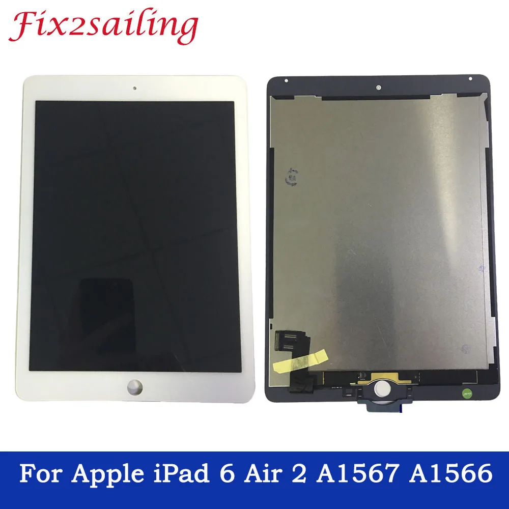 Полноценная работа дигитайзер для ЖК-дисплея для iPad Air 2 для iPad 6 A1566 A1567 Дисплей Сенсорный экран Панель заменяемой