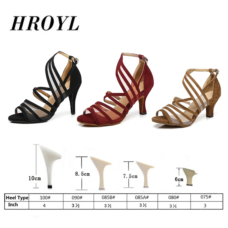 HROYL Dancing shoes For Women Latin dance Shoes Girls ladies Ballroom Tango Salsa Spike Thin Heels  10/8.5/7.5/6CM wholesale