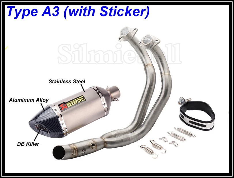 Type A3(Sticker) Выхлопной побег на мотоцикле мото выхлопной трубы Полный Системы для Yamaha MT07 MT-07 FZ07 FZ-07 Tracer(-) XSR700 - Цвет: Type A3(Sticker)