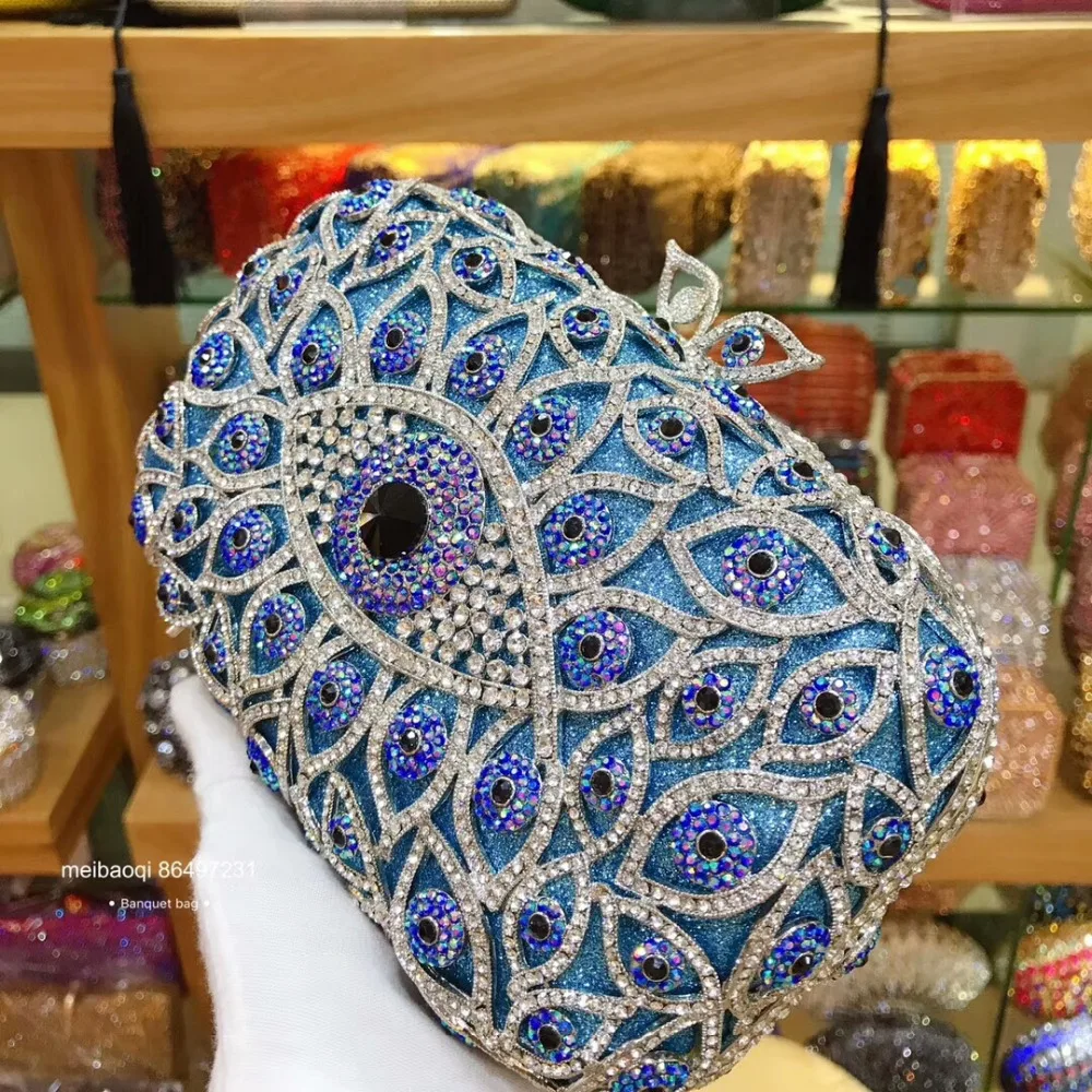 Женский кошелек XIYUAN блестящий золотой клатч со стразами прозрачная синяя