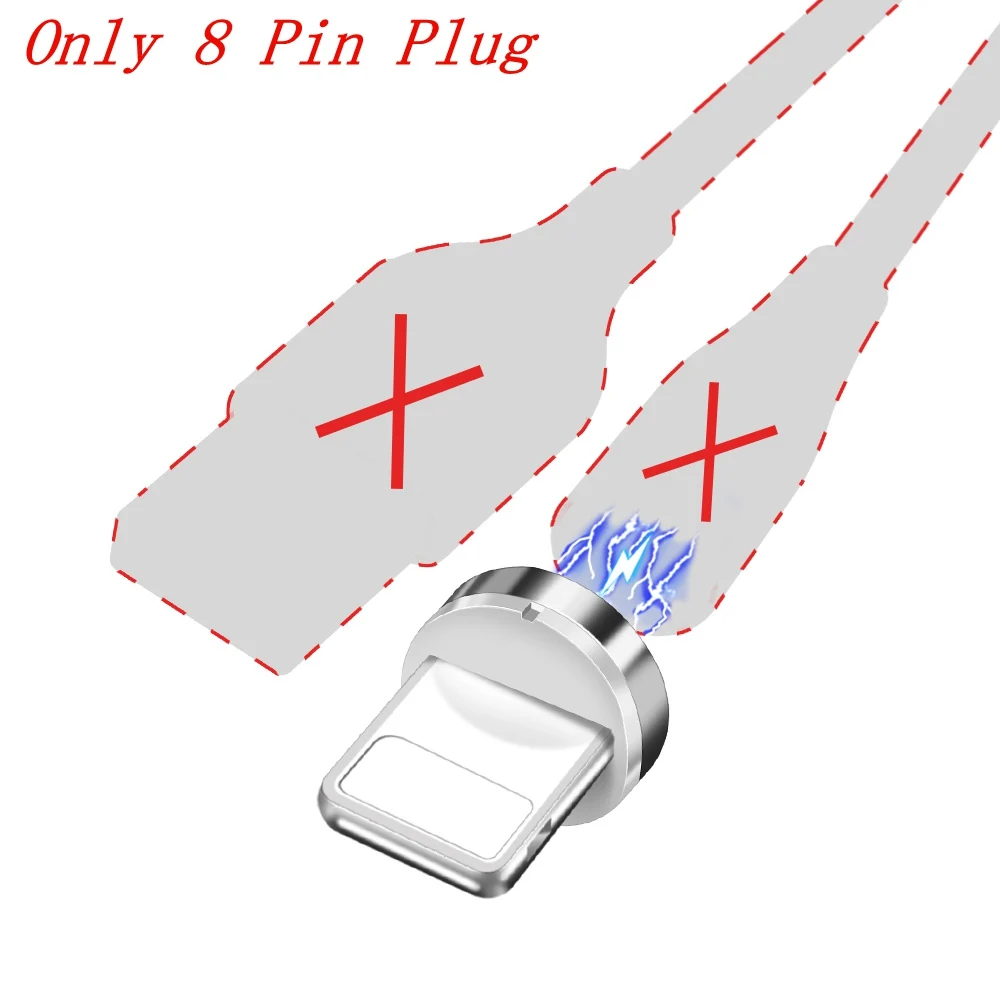 only 8 Pin Plug Магнитный зарядный кабель OLAF Quick Charge 3,0 Micro usb type C 3A Быстрая зарядка Магнитный кабель для iPhone huawei samsung Xiaomi LG - Цвет: only 8 Pin Plug