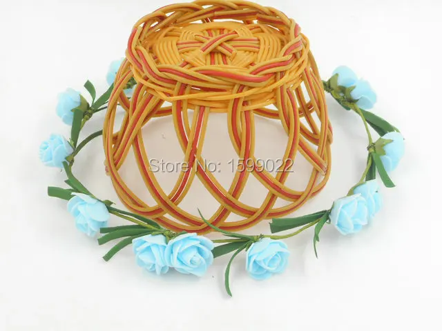 12 шт./лот Свадебная Корона из пенопласта с розами пастельный синий венок для