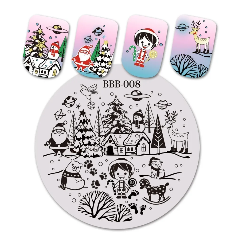 1 шт. BeautyBigBang BBB-008 Конь-качалка для ногтей пластины штамп трафарет для штамповки 3D формы Геометрическая Печать Рождество