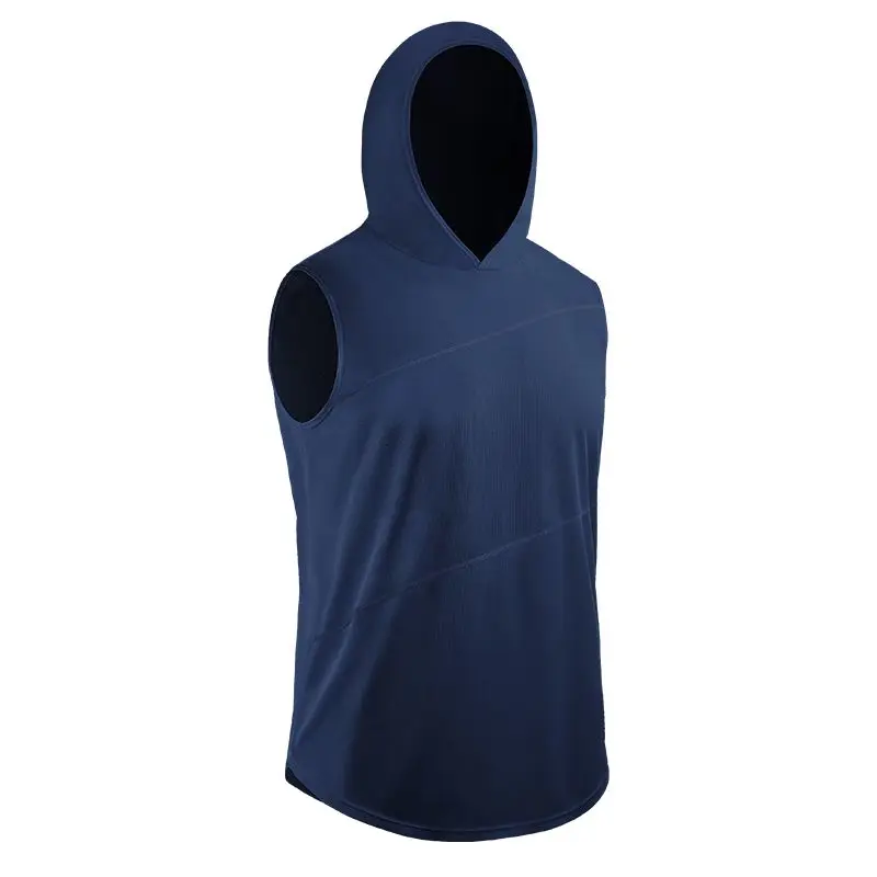 Men's tight-fitting sleeveless vest Sport running training fitness clothing Zip hooded quick-drying jacket | Спорт и развлечения
